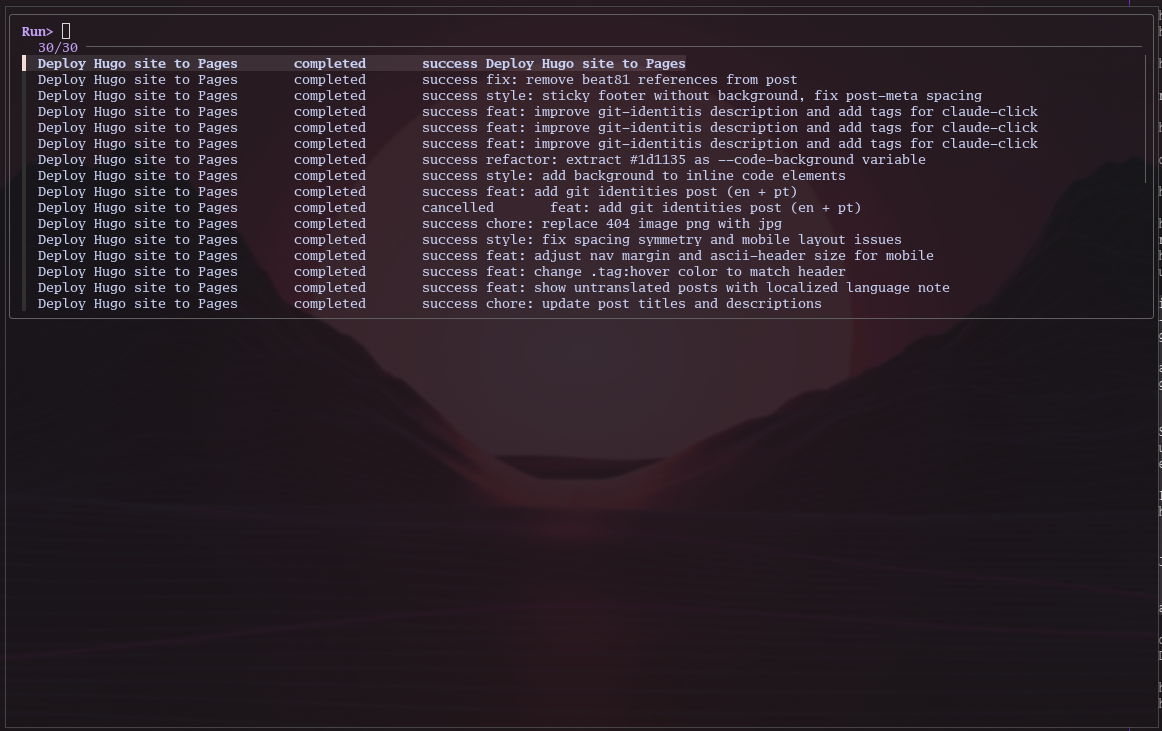 Selecionando workflow com fzf