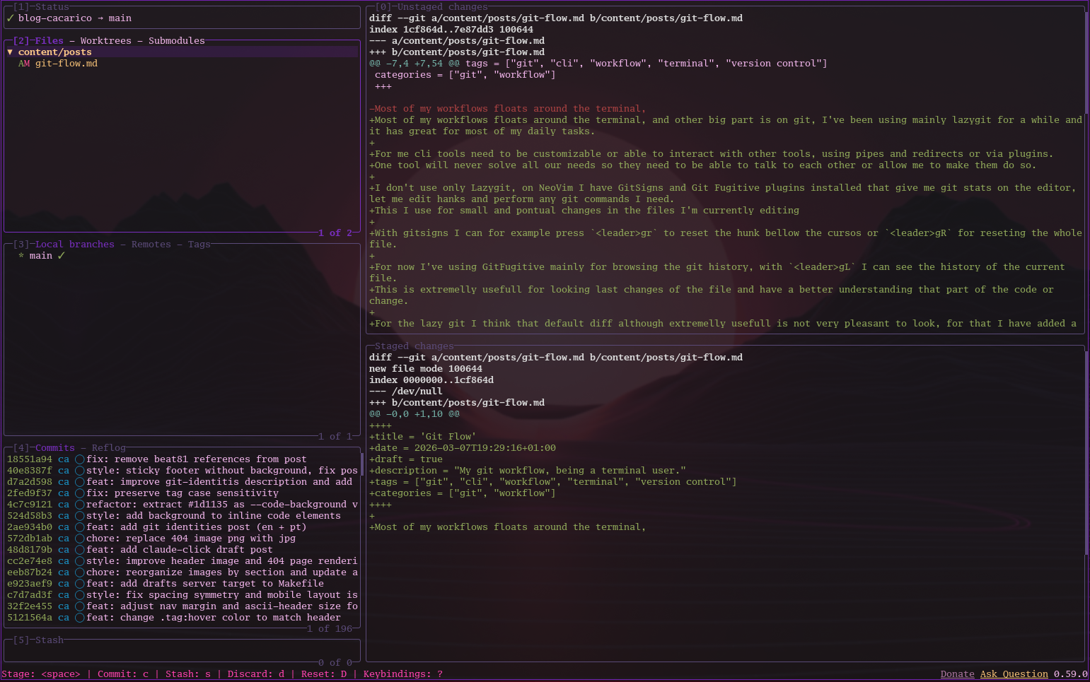 Diff padrão do lazygit
