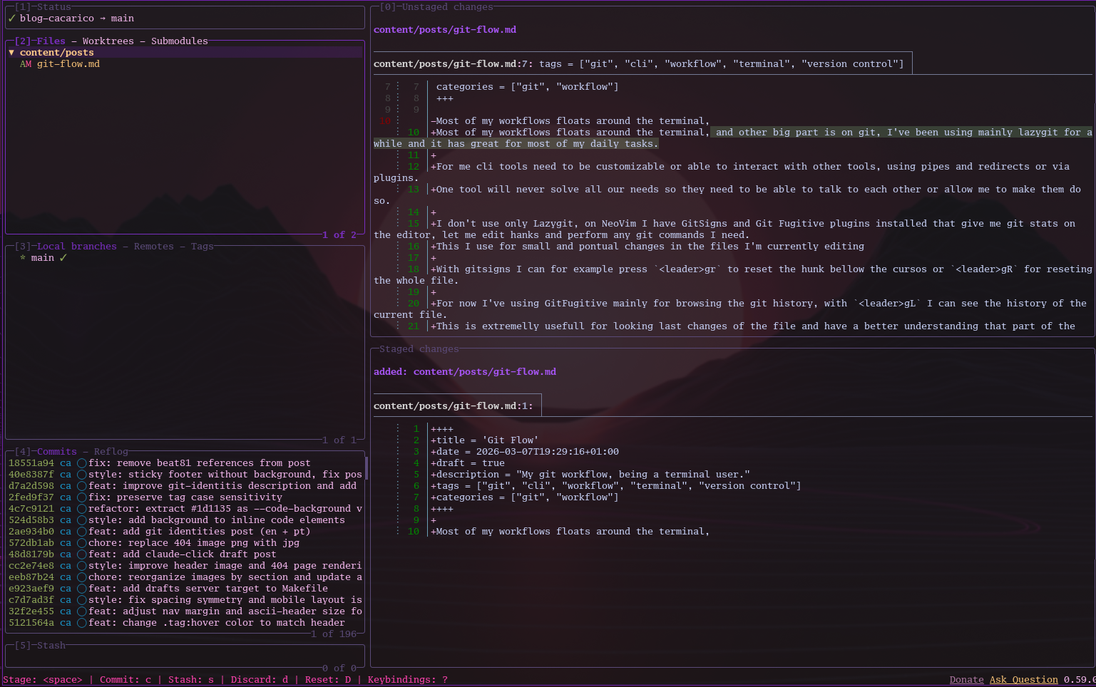 Diff customizado do lazygit com delta